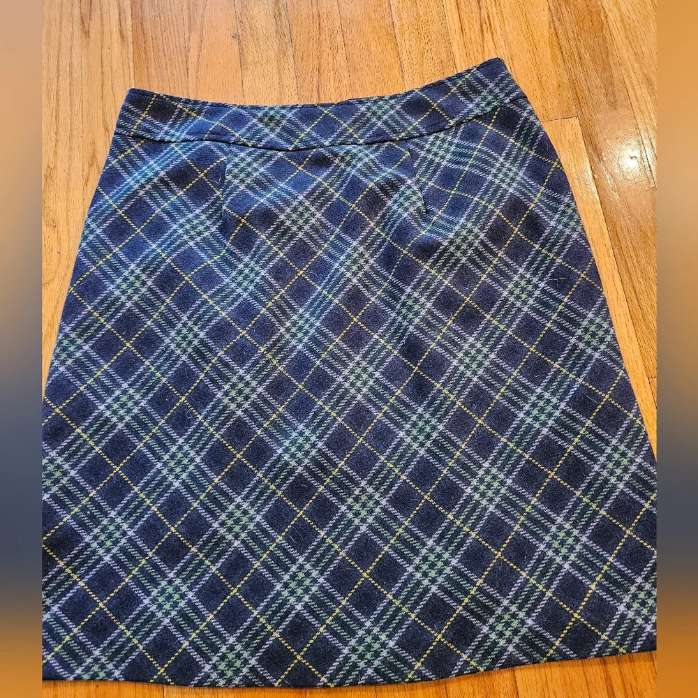 Ll Bean Plaid Wool Skirt - Picture 4 of 8